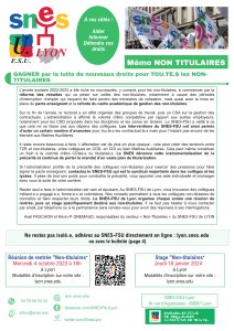 Mémo de rentrée « Non Titulaires » : Aout 2023