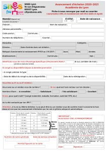 Fiche syndicale « Avancement d'échelon 2020-2021 » à retourner au SNES