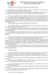 Déclaration SNES FSU journée académique Psy EN du 18 janvier 2018