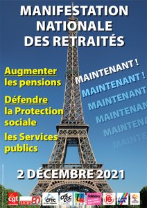 Manifestation nationale des retraités : le 2 décembre 2021