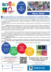 Mémo de rentrée « AESH » : Septembre 2022