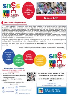 Mémo de rentrée « AED » : Septembre 2022