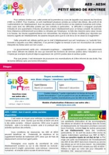 Petit mémo de rentrée « AED » : Septembre 2018