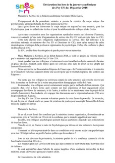 Déclaration SNES FSU journée académique Psy EN du 18 janvier 2018