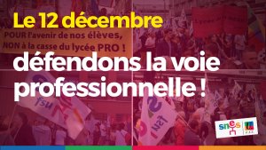 Mardi 12 décembre défendons la voie professionnelle !