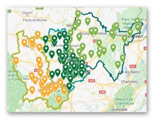 Carte des PIAL de l'académie de Lyon